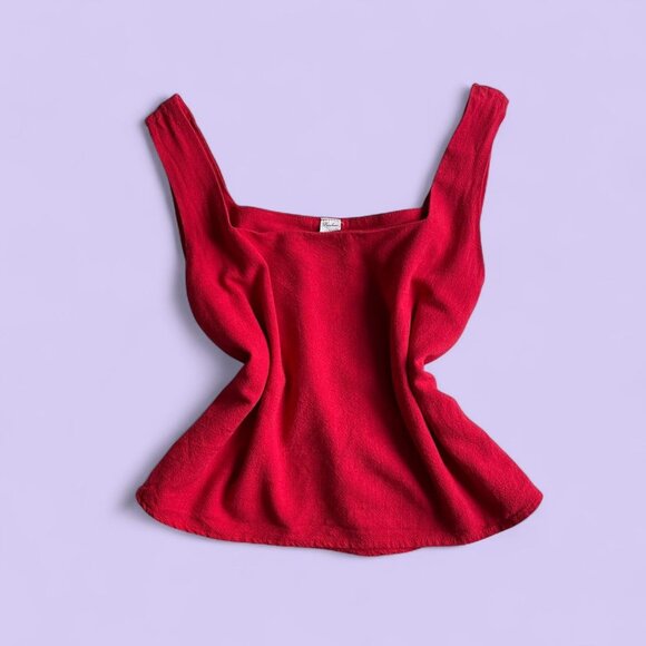Vintage Prinbara Red Linen Blend Cropped Tank – Size Large - Picture 1 of 8